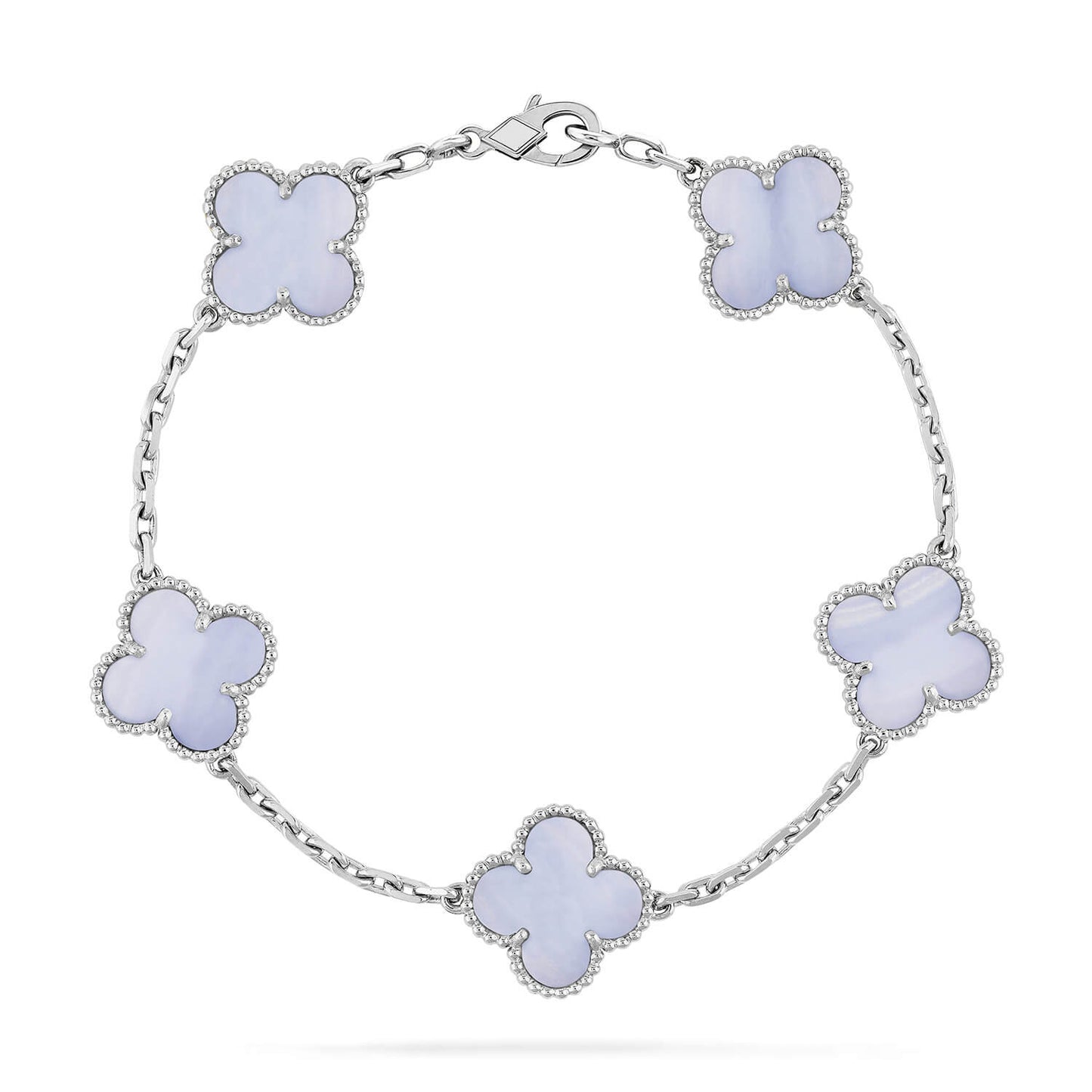 [Glitter Jewelry]CLOVER  5 MOTIF PURPLE CHALCEDONY BRACELET SILVER