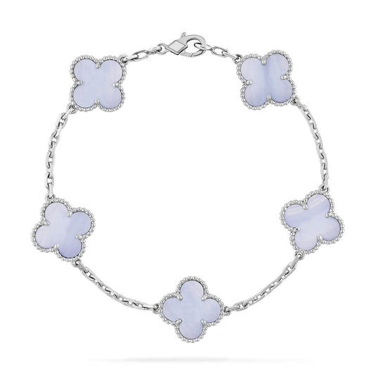 [Glitter Jewelry]CLOVER  5 MOTIF PURPLE CHALCEDONY BRACELET SILVER