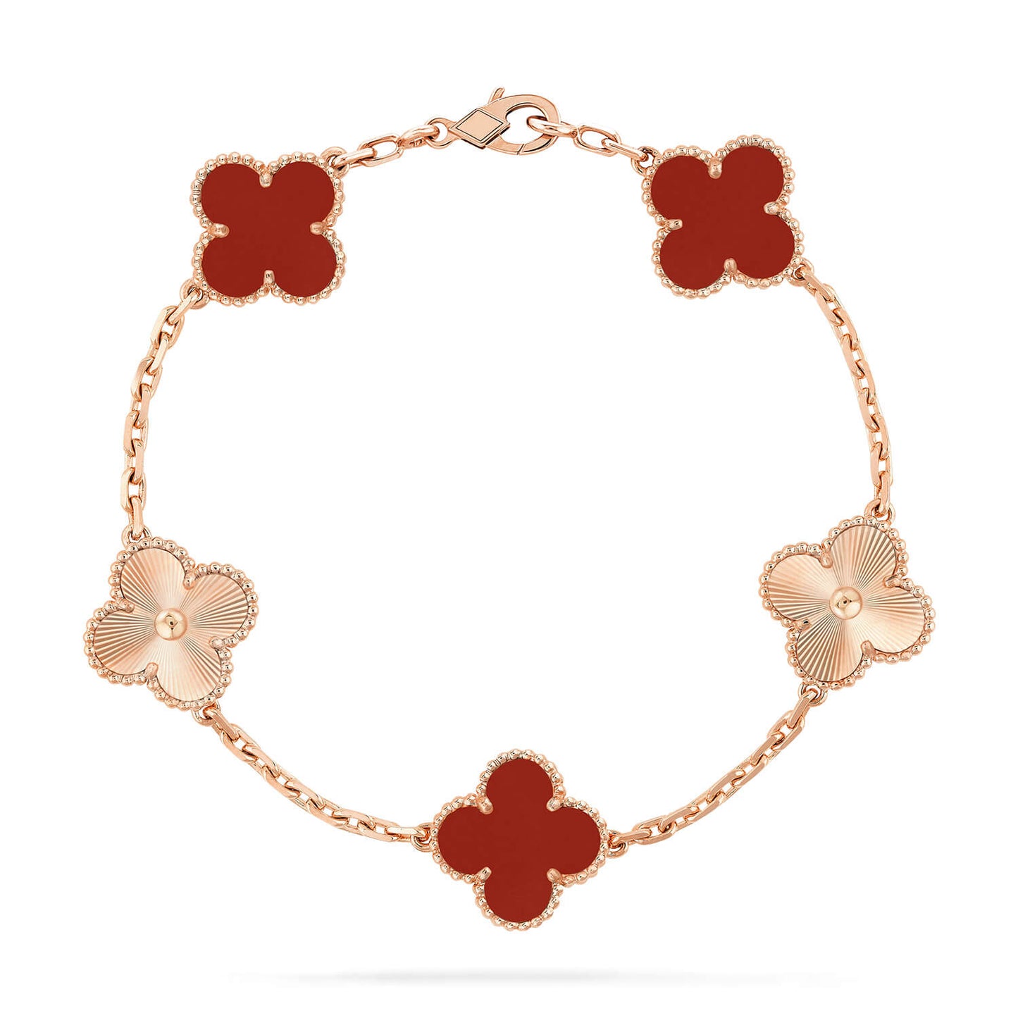 [Glitter Jewelry]CLOVER  5 MOTIFS CARNELIAN GOLD BRACELET