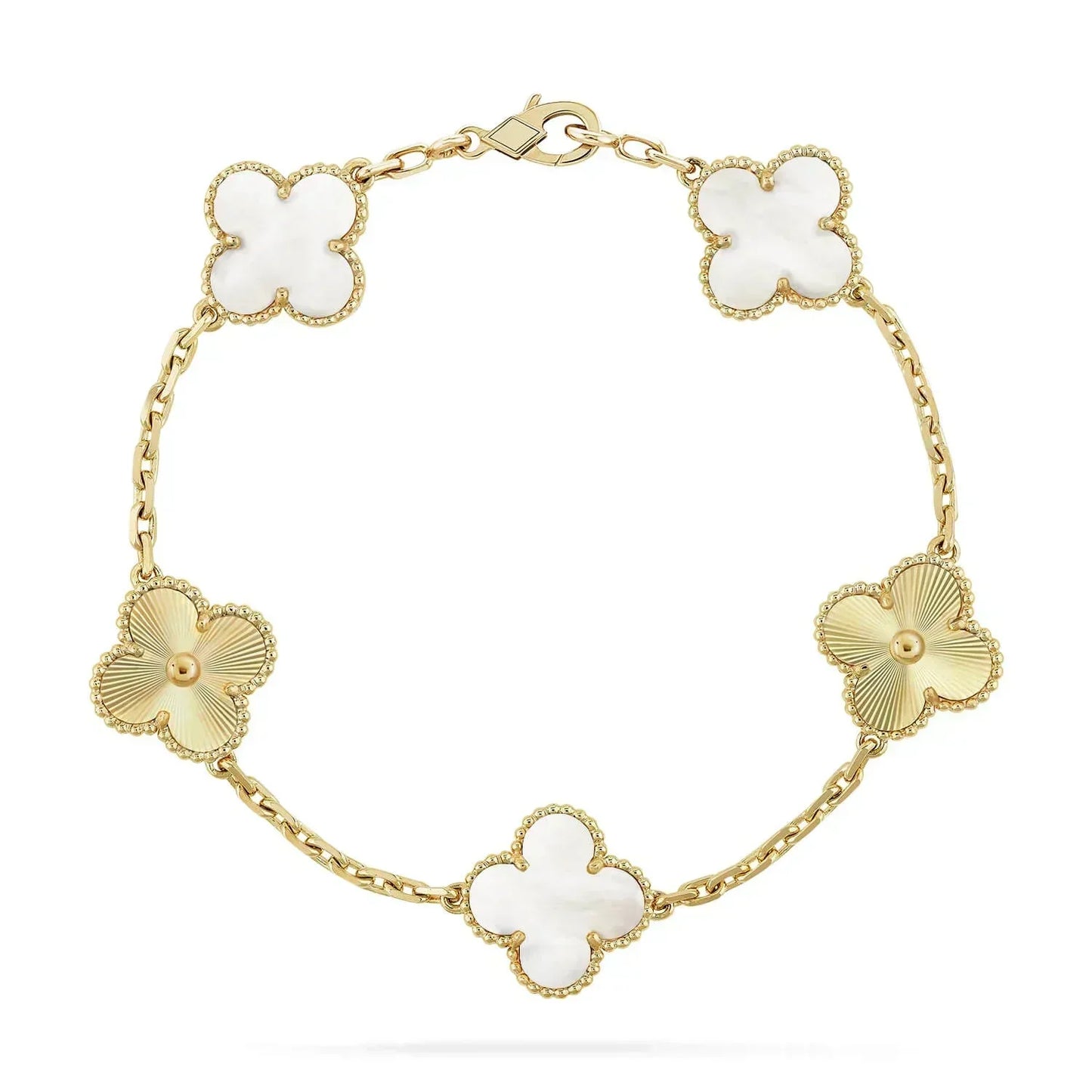 [Glitter Jewelry]CLOVER BRACELET 5 MOTIF WHITE MOP PINK GOLD