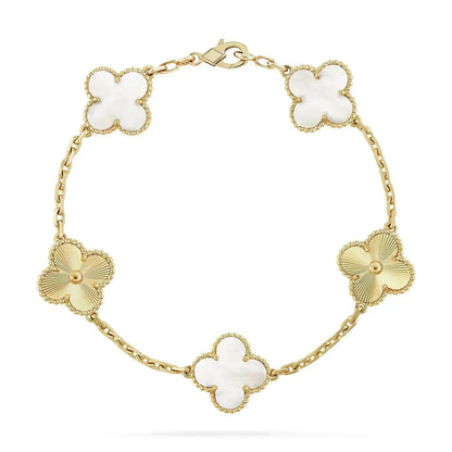 [Glitter Jewelry]CLOVER BRACELET 5 MOTIF WHITE MOP PINK GOLD