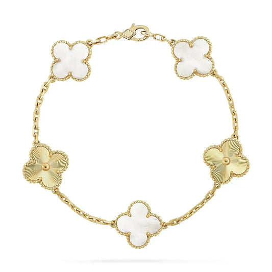 [Glitter Jewelry]CLOVER BRACELET 5 MOTIF WHITE MOP PINK GOLD