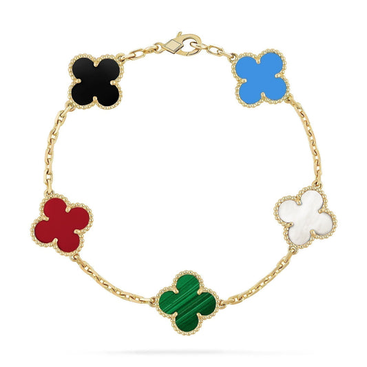 [Glitter Jewelry]CLOVER 5 MOTIFS MULTICOLOR  BRACELET