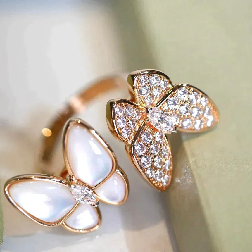 [Glitter Jewelry]TWIN BUTTERFLY DIAMOND MOP RING