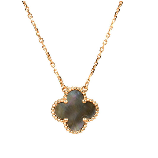 [Glitter Jewelry]CLOVER 15MM  GRAY MOTHER OF PEARL NECKLACE