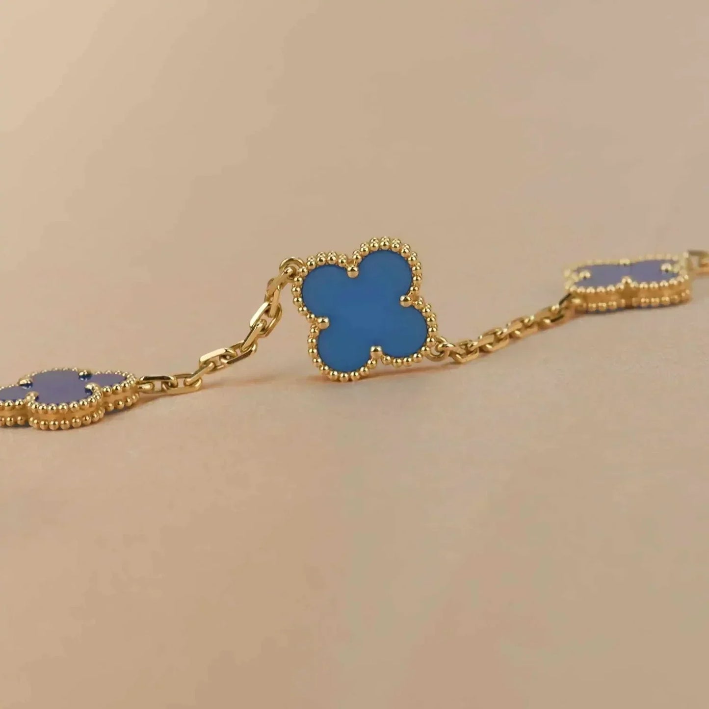 [Glitter Jewelry]CLOVER 5 MOTIFS BLUE AGATE BRACELET
