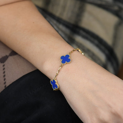 [Glitter Jewelry]CLOVER 5 MOTIFS BLUE AGATE BRACELET
