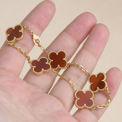 [Glitter Jewelry]CLOVER 5 MOTIFS RED AGATE  BRACELET