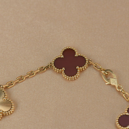 [Glitter Jewelry]CLOVER  5 MOTIFS CARNELIAN GOLD BRACELET