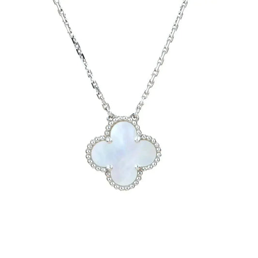 [Glitter Jewelry]CLOVER  15MM WHITE MOTHER-OF-PEARL SILVER