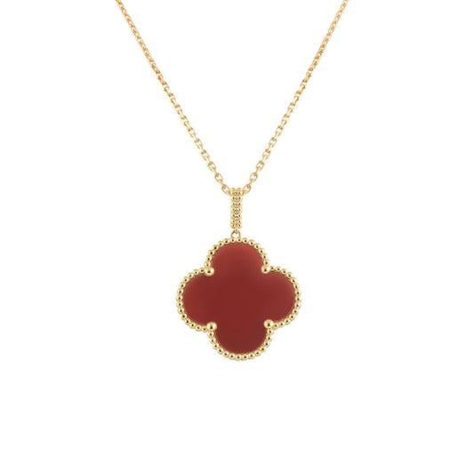 [Glitter Jewelry]CLOVER 25MM NECKLACE GOLD CARNELIAN