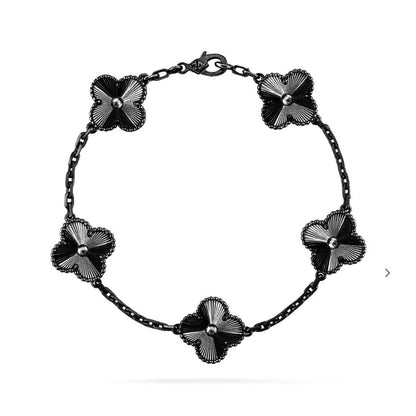 [Glitter Jewelry]CLOVER 5 MOTIF BLACK BRACELET