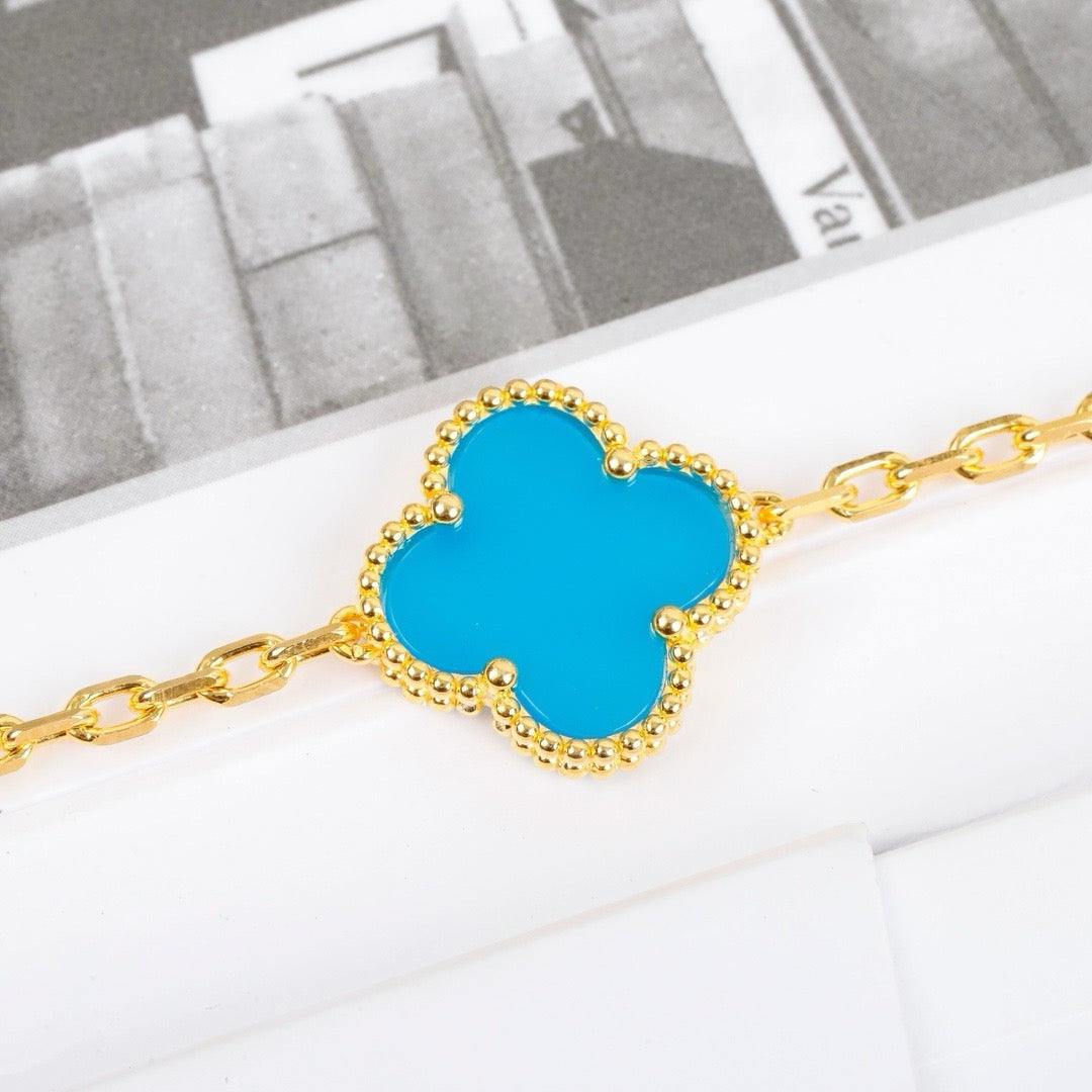 [Glitter Jewelry]CLOVER 5 MOTIFS TURQUOISE BRACELET