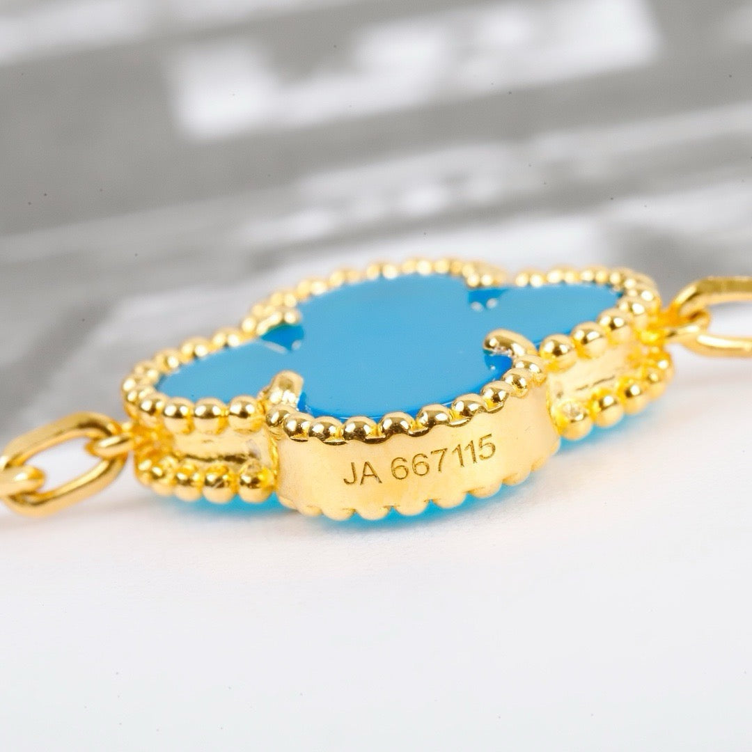 [Glitter Jewelry]CLOVER 5 MOTIFS TURQUOISE BRACELET