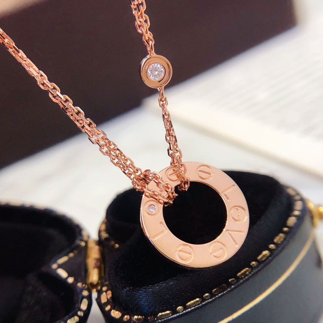 [Glitter Jewelry]LOVE NECKLACE 16MM 2 DIAMONDS