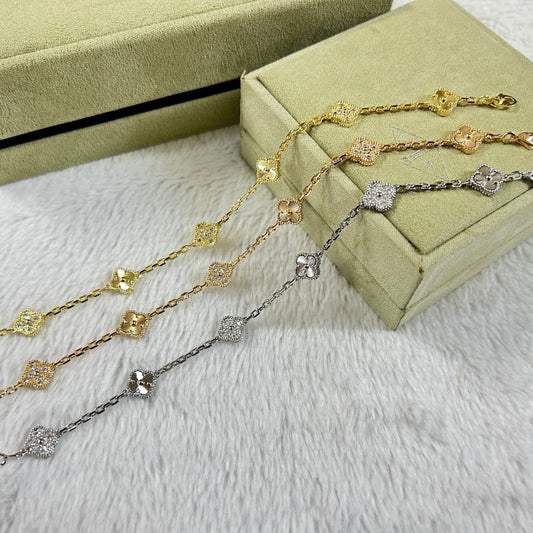 [Glitter Jewelry]CLOVER 6 MOTIF DIAMOND LASER BRACELET