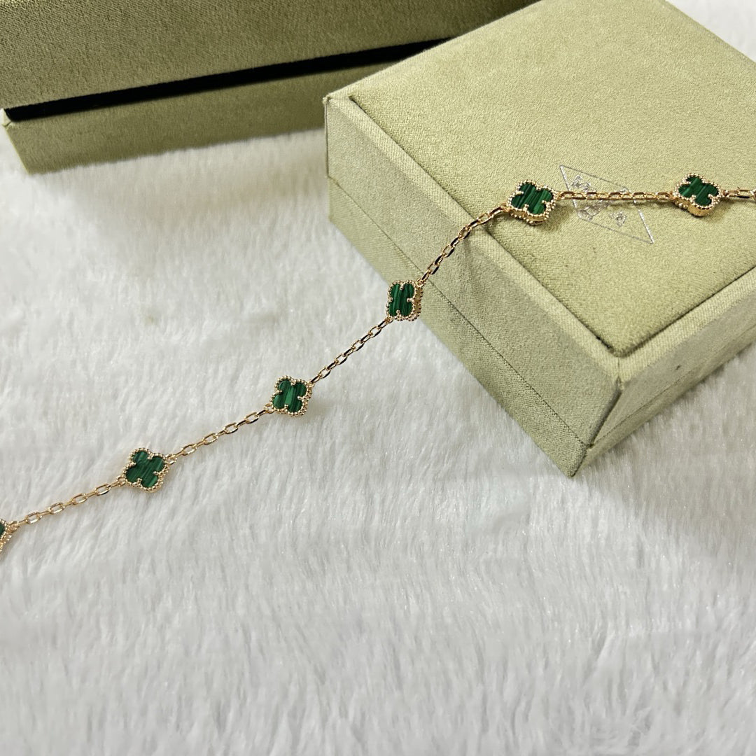 [Glitter Jewelry]CLOVER 6 MOTIF MALACHITE BRACELET