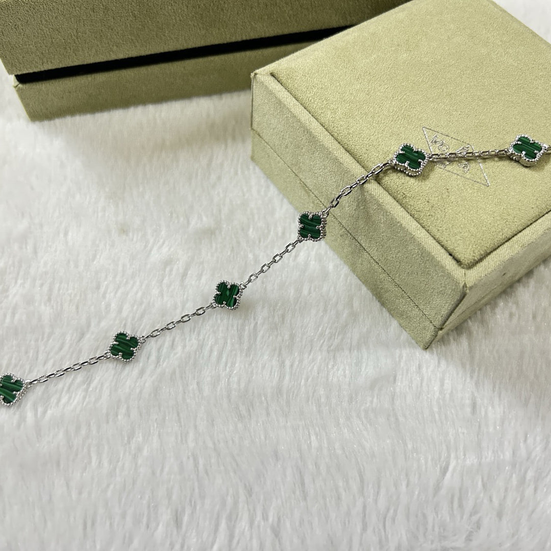 [Glitter Jewelry]CLOVER 6 MOTIF MALACHITE BRACELET