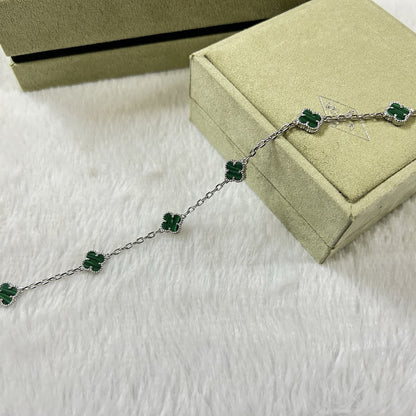 [Glitter Jewelry]CLOVER 6 MOTIF MALACHITE BRACELET
