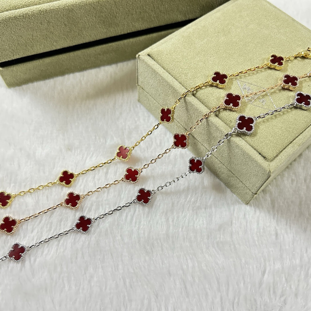 [Glitter Jewelry]CLOVER 6 MOTIF RED AGATE BRACELET