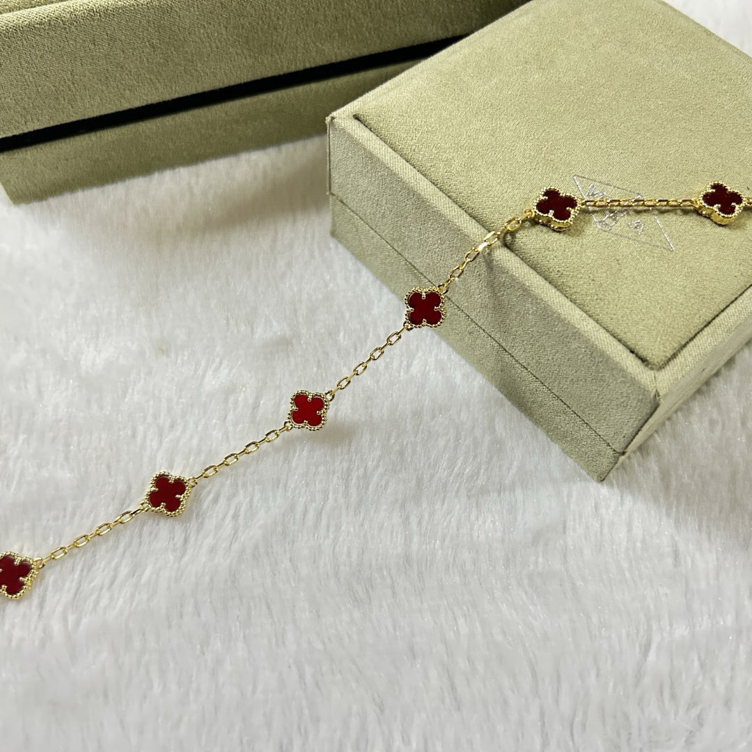[Glitter Jewelry]CLOVER 6 MOTIF RED AGATE BRACELET