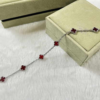 [Glitter Jewelry]CLOVER 6 MOTIF RED AGATE BRACELET