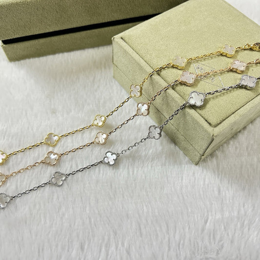[Glitter Jewelry]CLOVER 6 MOTIF WHITE MOP BRACELET