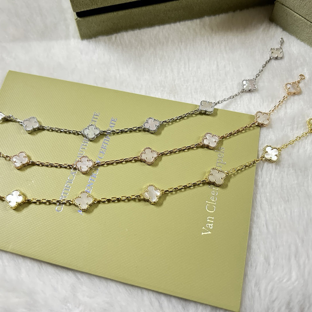 [Glitter Jewelry]CLOVER 6 MOTIF WHITE MOP BRACELET