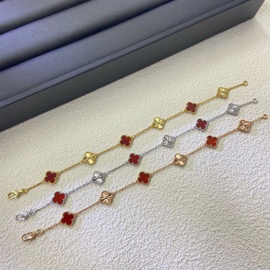 [Glitter Jewelry]CLOVER 6 MOTIF RED AGATE LASER BRACELET
