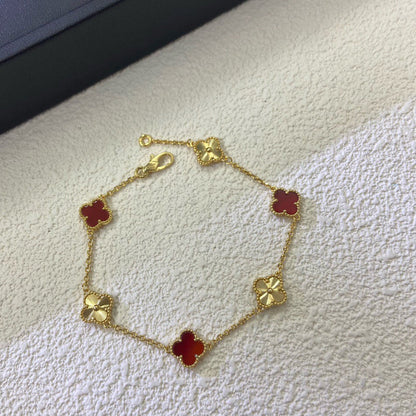 [Glitter Jewelry]CLOVER 6 MOTIF RED AGATE LASER BRACELET
