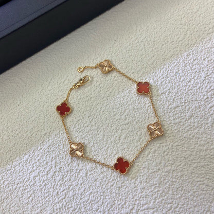 [Glitter Jewelry]CLOVER 6 MOTIF RED AGATE LASER BRACELET