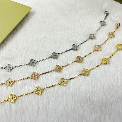 [Glitter Jewelry]CLOVER 6 MOTIF DIAMOND BRACELET