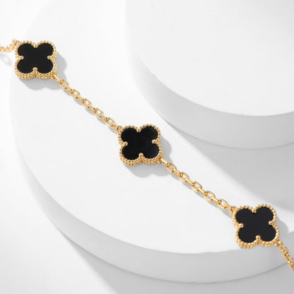 [Glitter Jewelry]CLOVER 10 MOTIFS ONYX NECKLACE