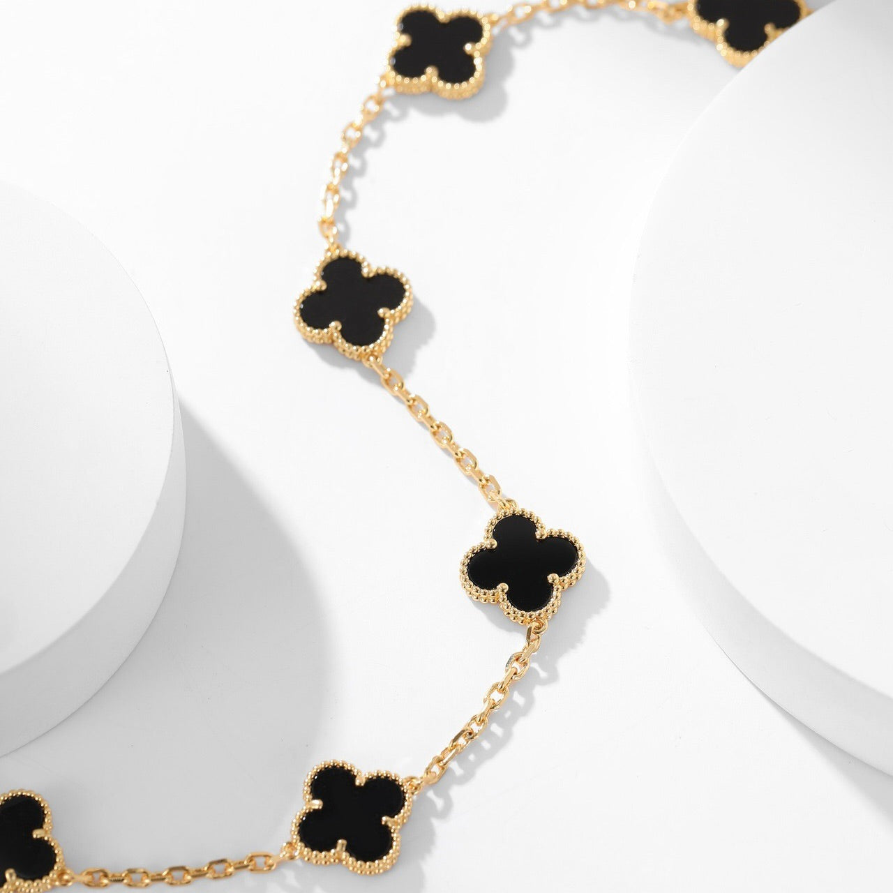 [Glitter Jewelry]CLOVER 10 MOTIFS ONYX NECKLACE