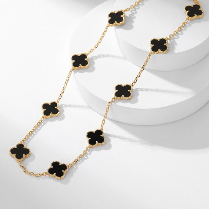 [Glitter Jewelry]CLOVER 10 MOTIFS ONYX NECKLACE