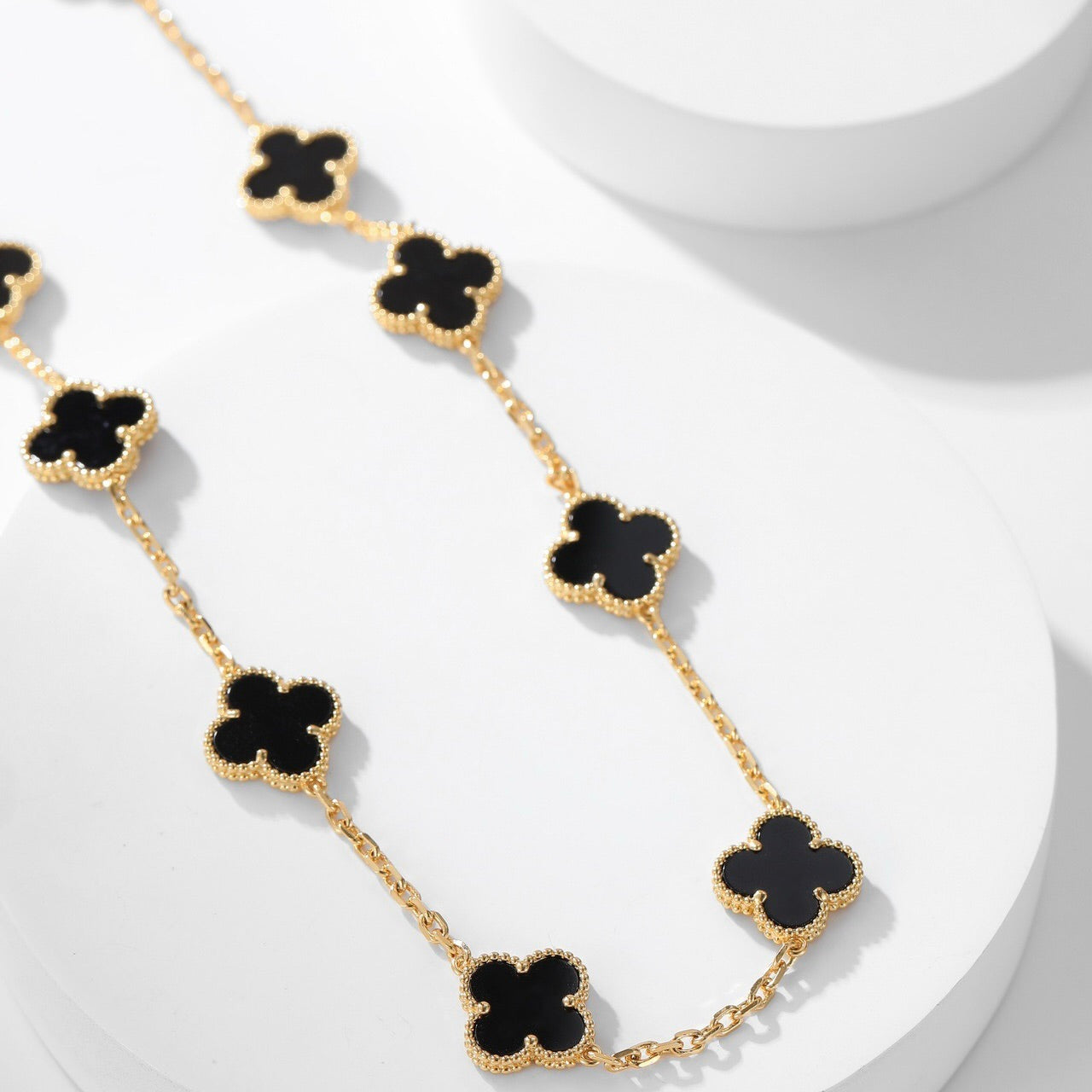 [Glitter Jewelry]CLOVER 10 MOTIFS ONYX NECKLACE