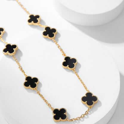 [Glitter Jewelry]CLOVER 10 MOTIFS ONYX NECKLACE