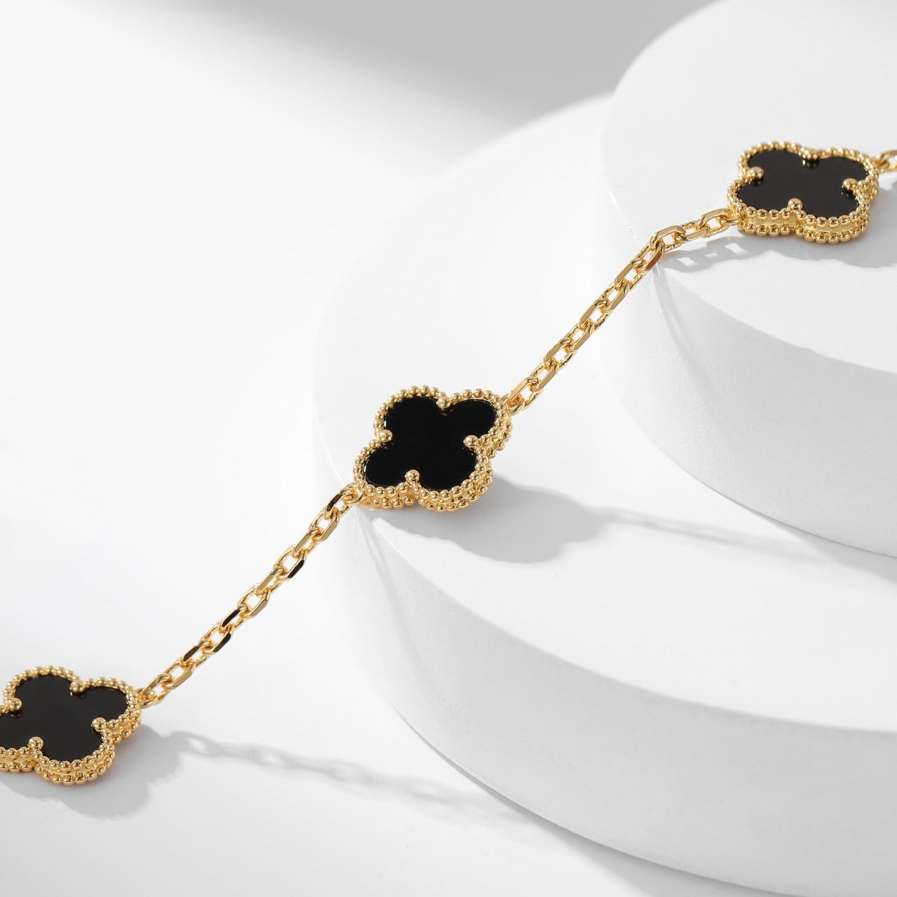 [Glitter Jewelry]CLOVER 10 MOTIFS ONYX NECKLACE