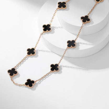 [Glitter Jewelry]CLOVER 10 MOTIFS ONYX NECKLACE