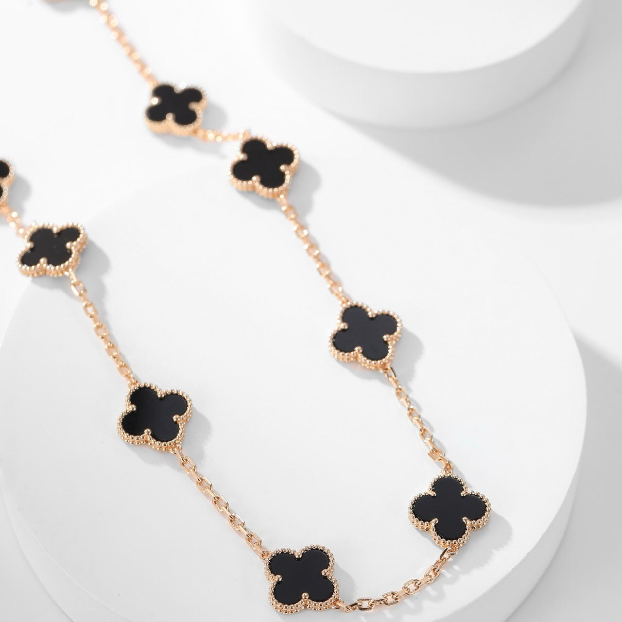 [Glitter Jewelry]CLOVER 10 MOTIFS ONYX NECKLACE