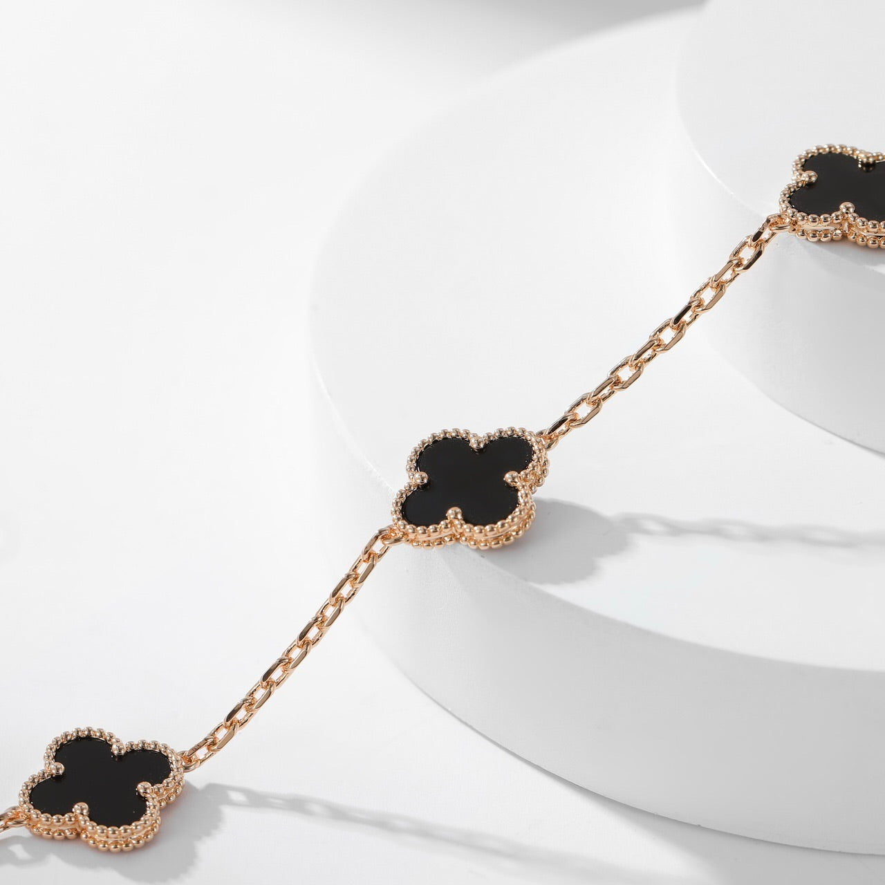 [Glitter Jewelry]CLOVER 10 MOTIFS ONYX NECKLACE