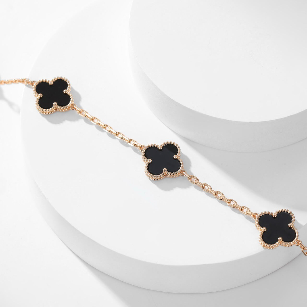 [Glitter Jewelry]CLOVER 10 MOTIFS ONYX NECKLACE