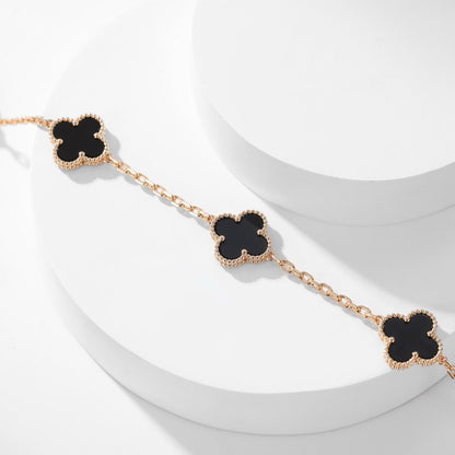 [Glitter Jewelry]CLOVER 10 MOTIFS ONYX NECKLACE