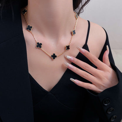 [Glitter Jewelry]CLOVER 10 MOTIFS ONYX NECKLACE