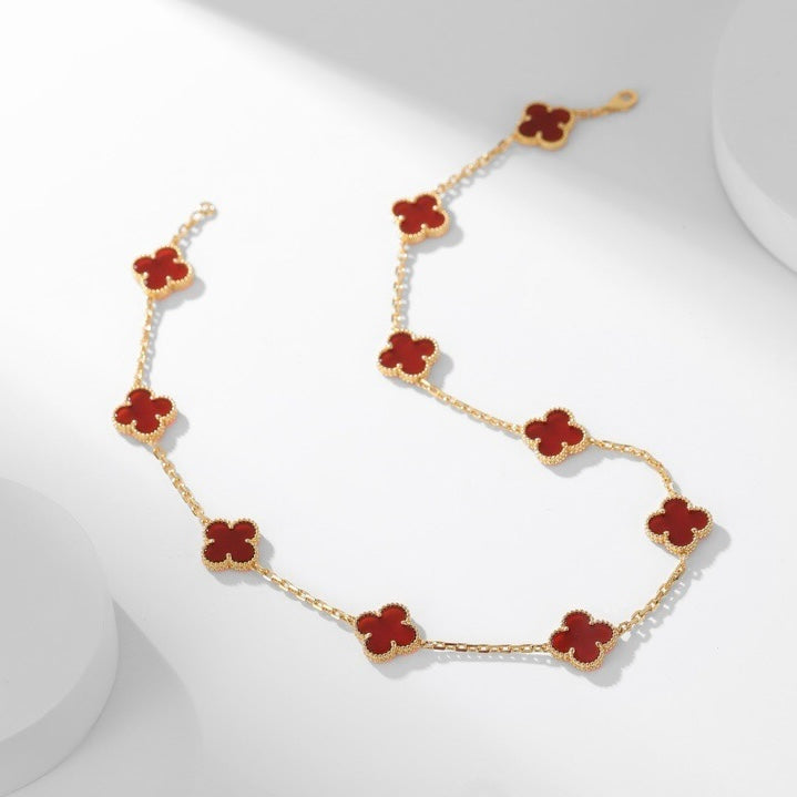 [Glitter Jewelry]CLOVER 10 MOTIFS CARNELIAN NECKLACE