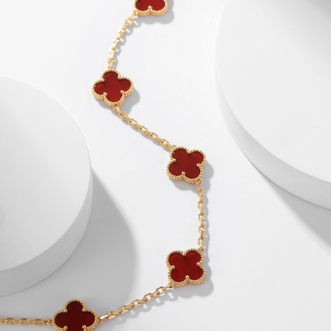 [Glitter Jewelry]CLOVER 10 MOTIFS CARNELIAN NECKLACE