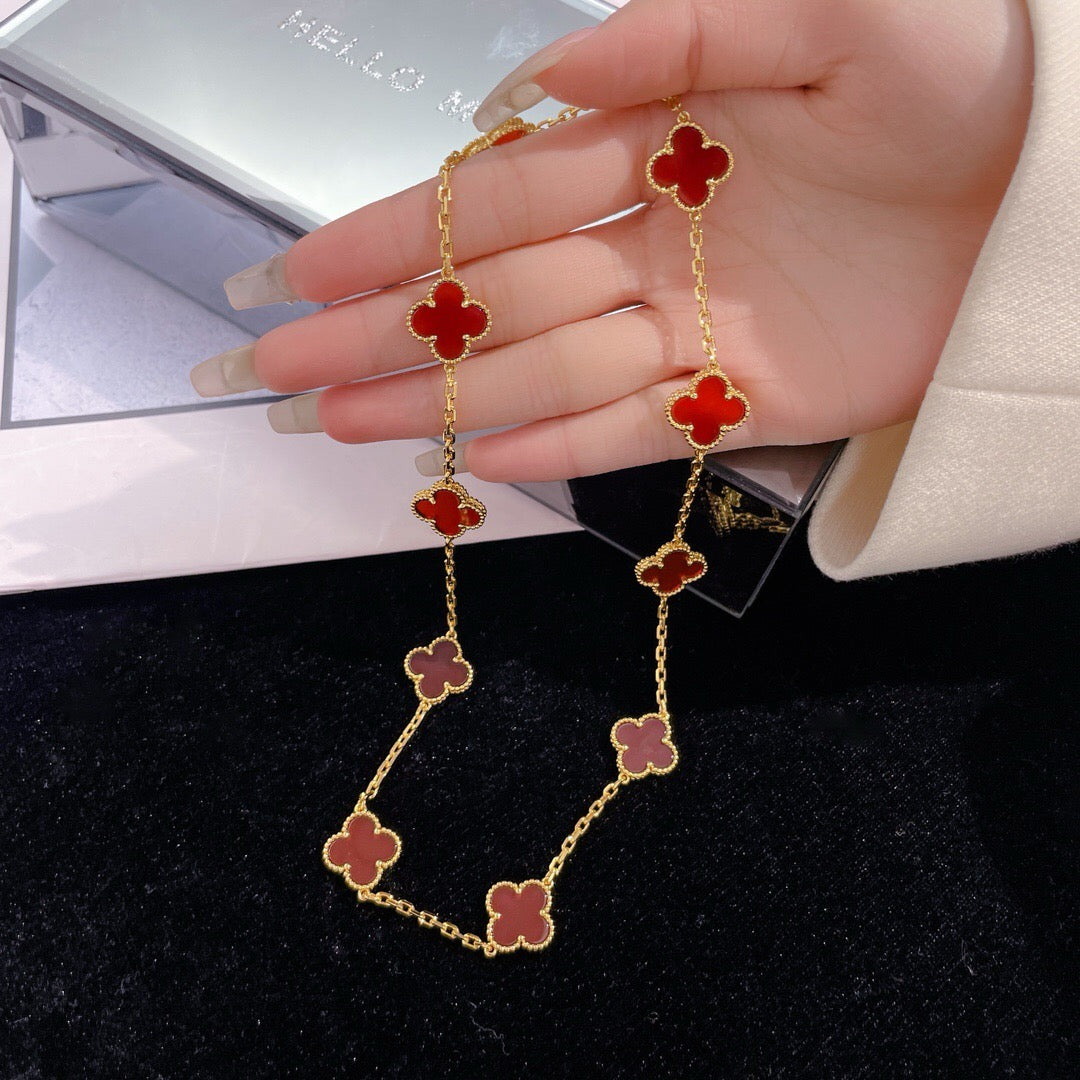 [Glitter Jewelry]CLOVER 10 MOTIFS CARNELIAN NECKLACE