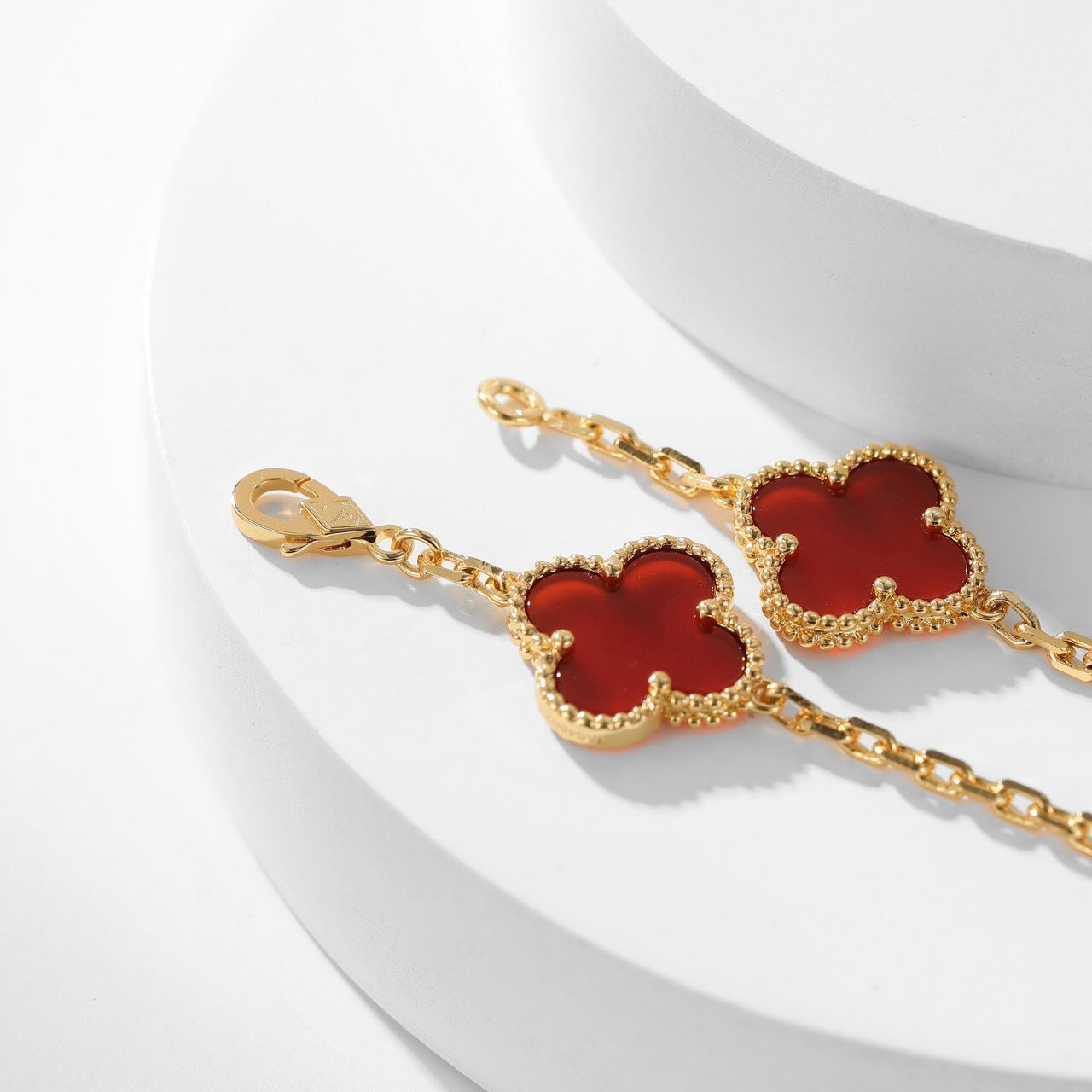 [Glitter Jewelry]CLOVER 10 MOTIFS CARNELIAN NECKLACE