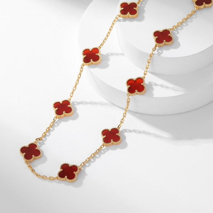 [Glitter Jewelry]CLOVER 10 MOTIFS CARNELIAN NECKLACE