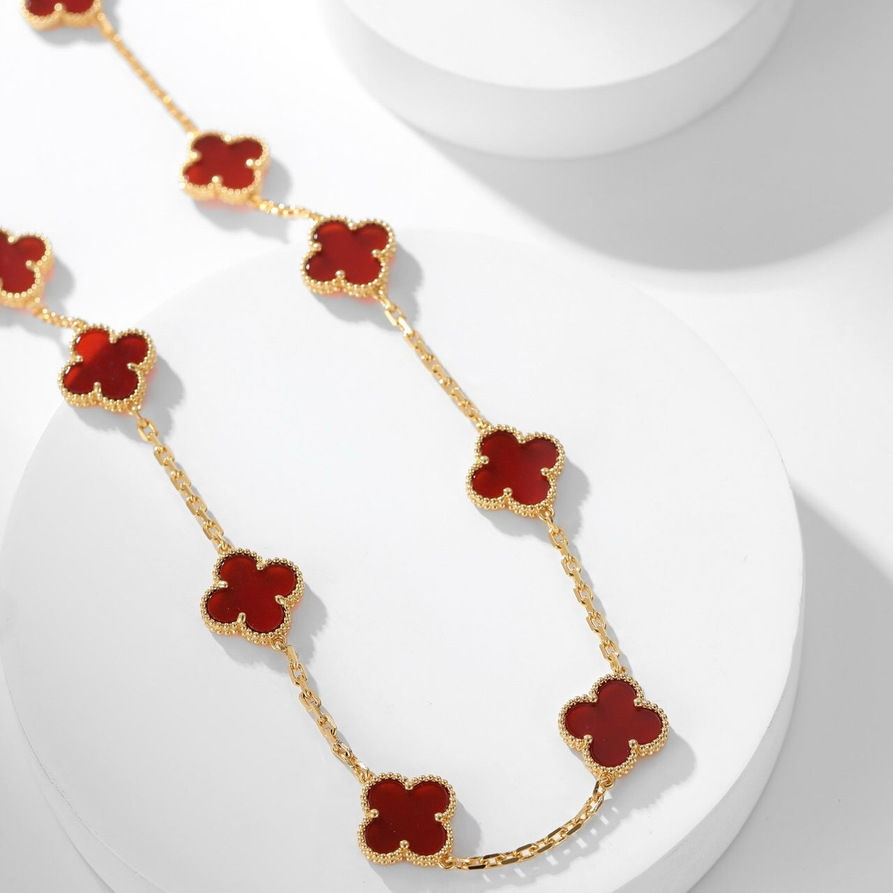 [Glitter Jewelry]CLOVER 10 MOTIFS CARNELIAN NECKLACE